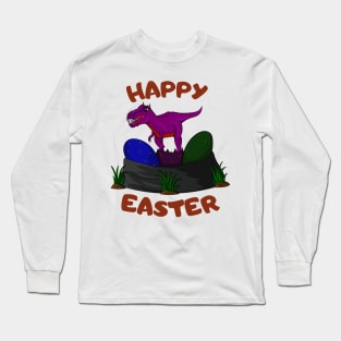 Happy Easter Wished Cute Dinosaur Long Sleeve T-Shirt